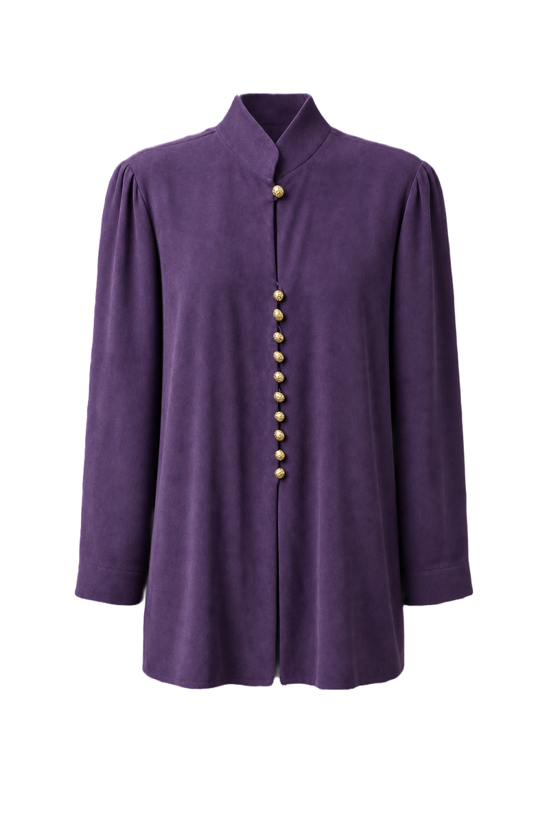 1990s Purple Silk Blouse - Front View