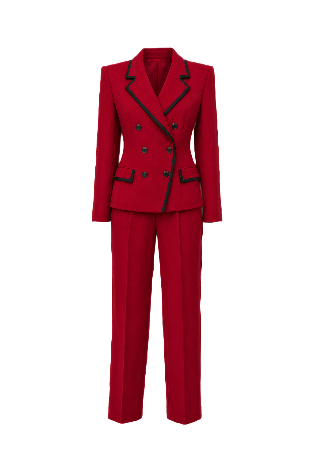 1980s Red Wool Blend 2-Piece Suit - Front View