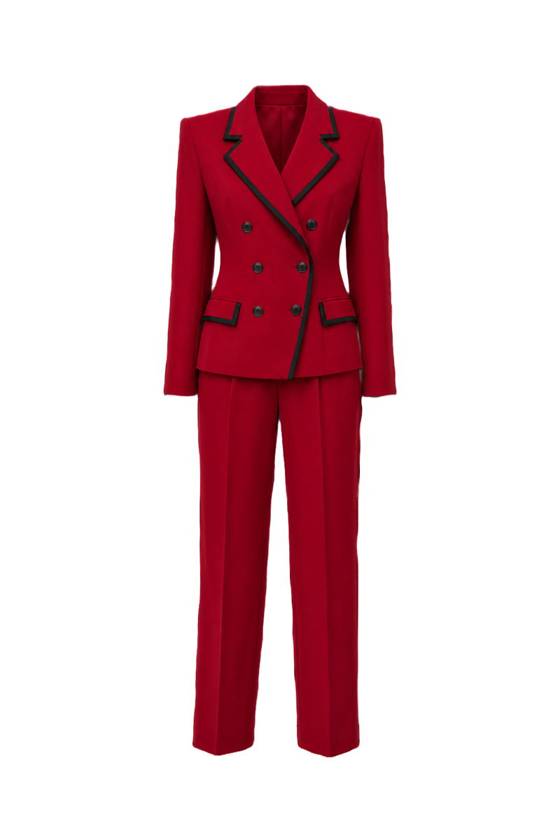 1980s Red Wool Blend 2-Piece Suit - Front View
