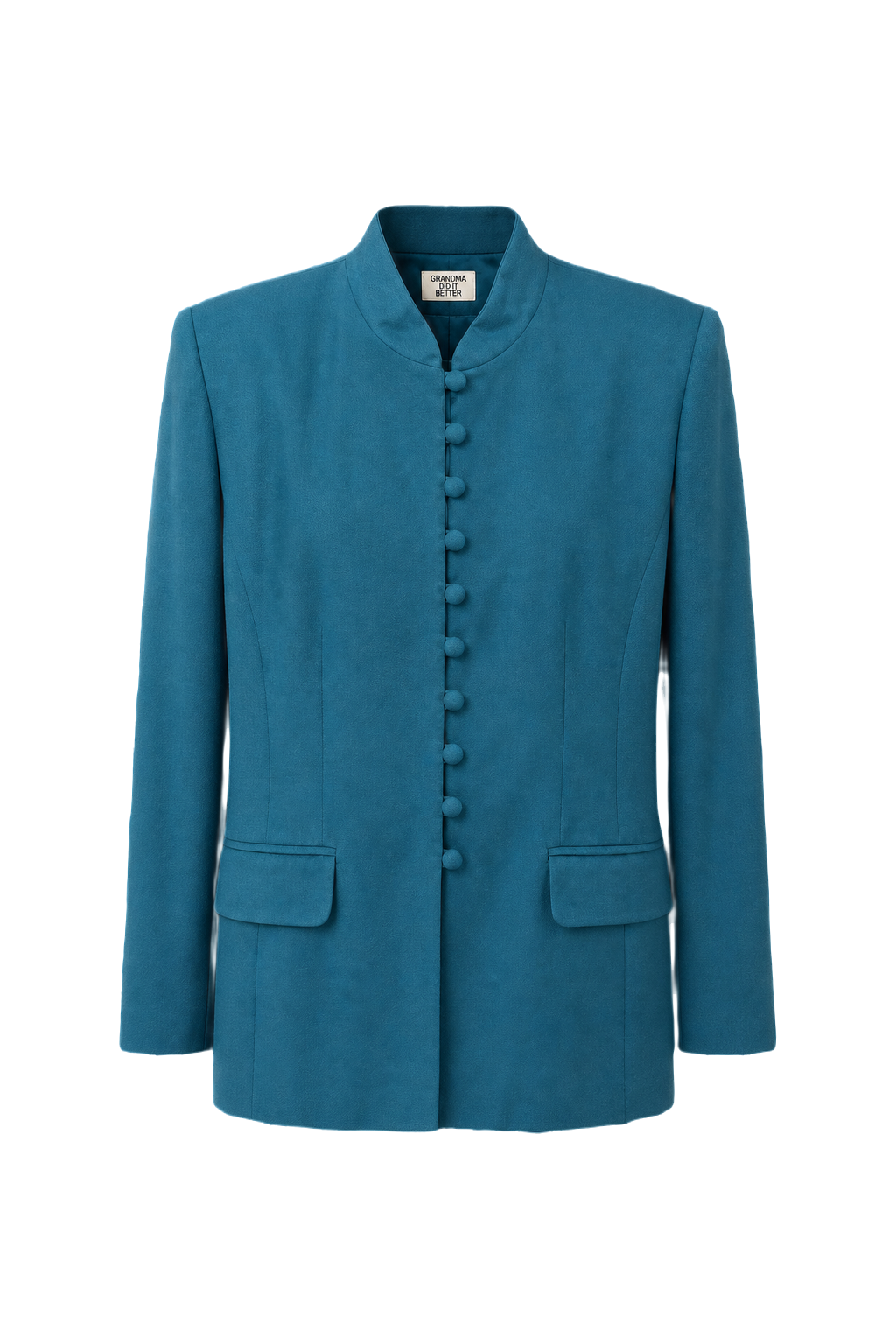 1990s Teal Wool Blend Jacket - Front View