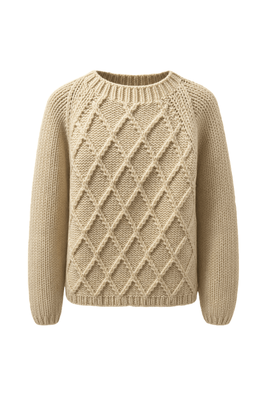 1990s Cream Wool Sweater - Front View