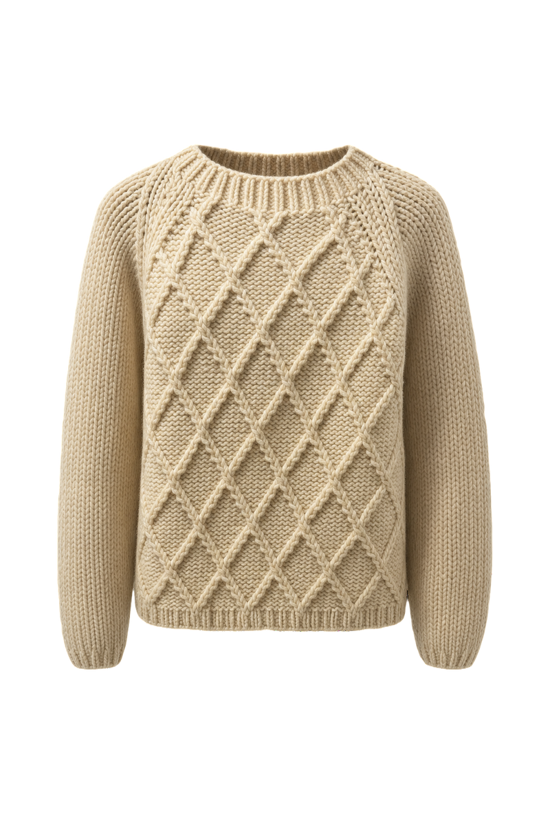 1990s Cream Wool Sweater - Front View