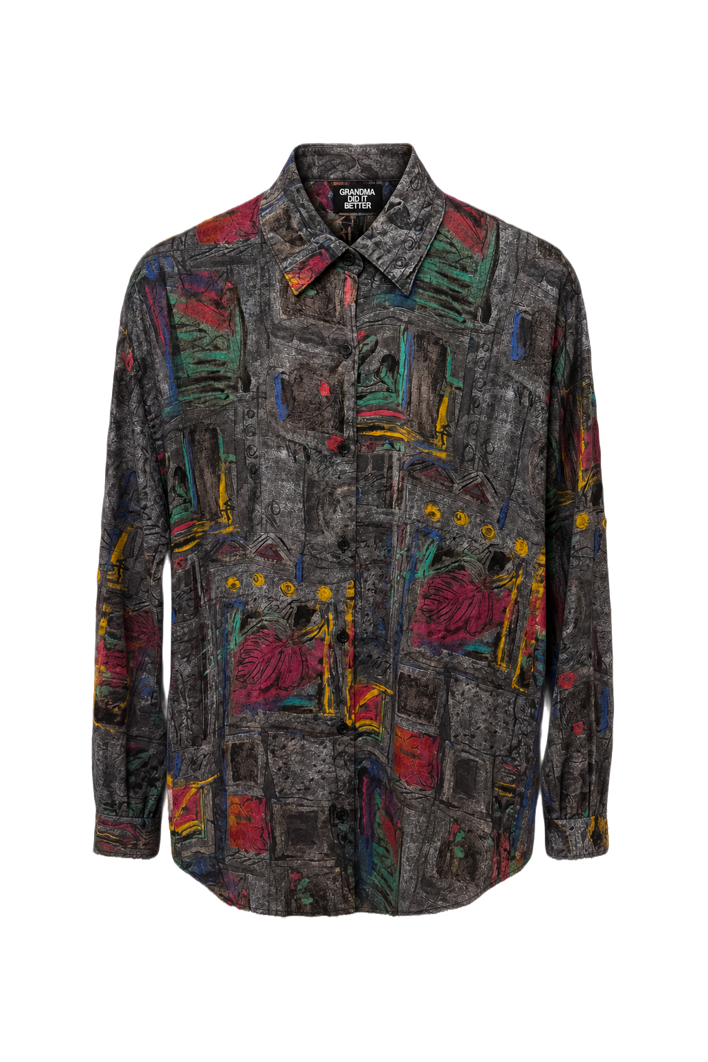 1990s Gray Cotton Blend Shirt - Front View