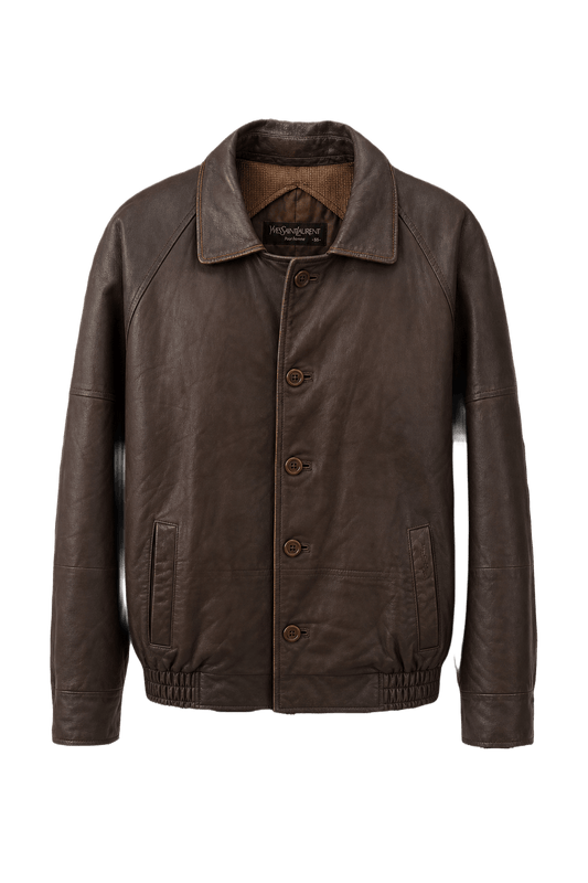 1970s Brown Leather Jacket - Front View