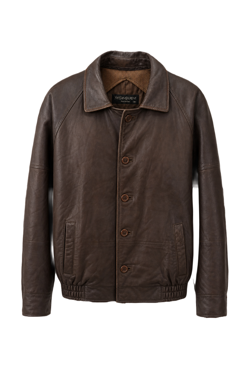 1970s Brown Leather Jacket - Front View