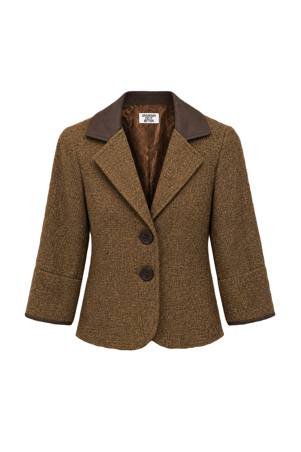 1980s Brown Wool Blend Jacket - Front View