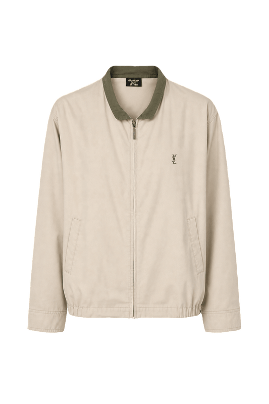 1980s Beige Cotton Blend Jacket - Front View