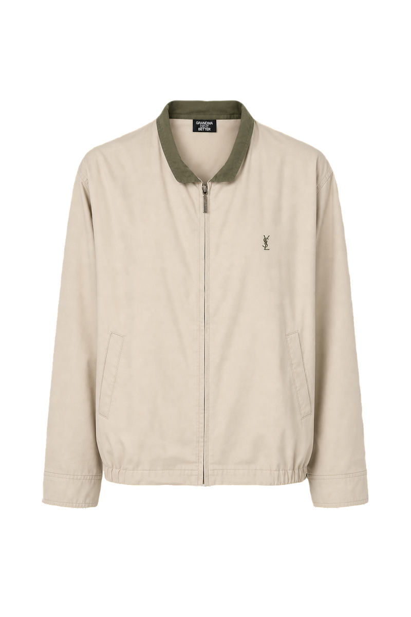 1980s Beige Cotton Blend Jacket - Front View