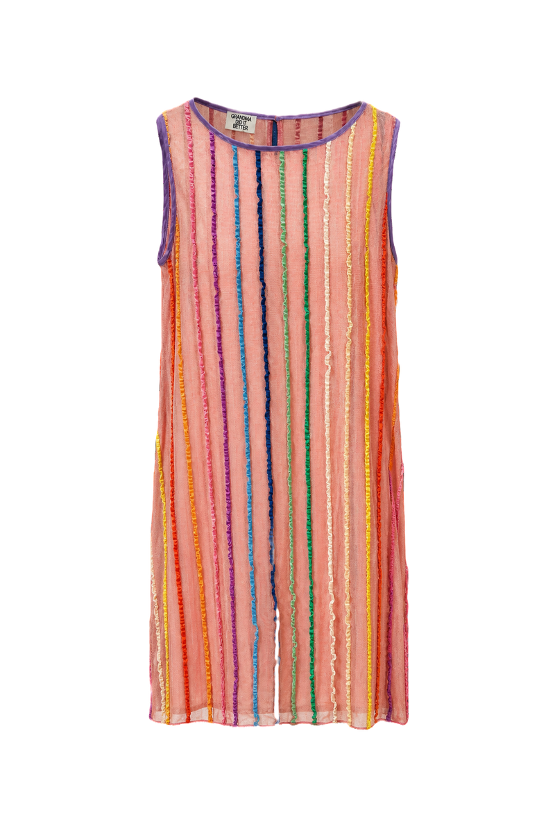 1960s Pink Polyester Blend Shift Dress - Front View