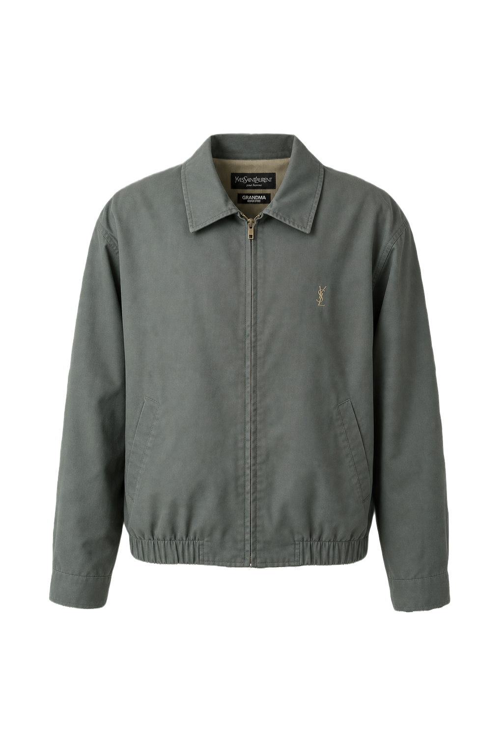 1980s Dark Green Cotton Blend Jacket - Front View