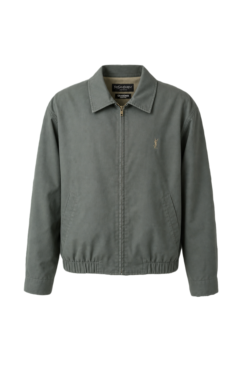 1980s Dark Green Cotton Blend Jacket - Front View