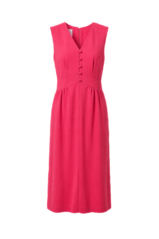 1960s Bright Pink Synthetic Blend Midi Dress - Front View