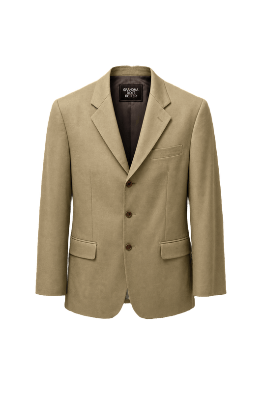 1980s Beige Wool Blend Blazer - Front View