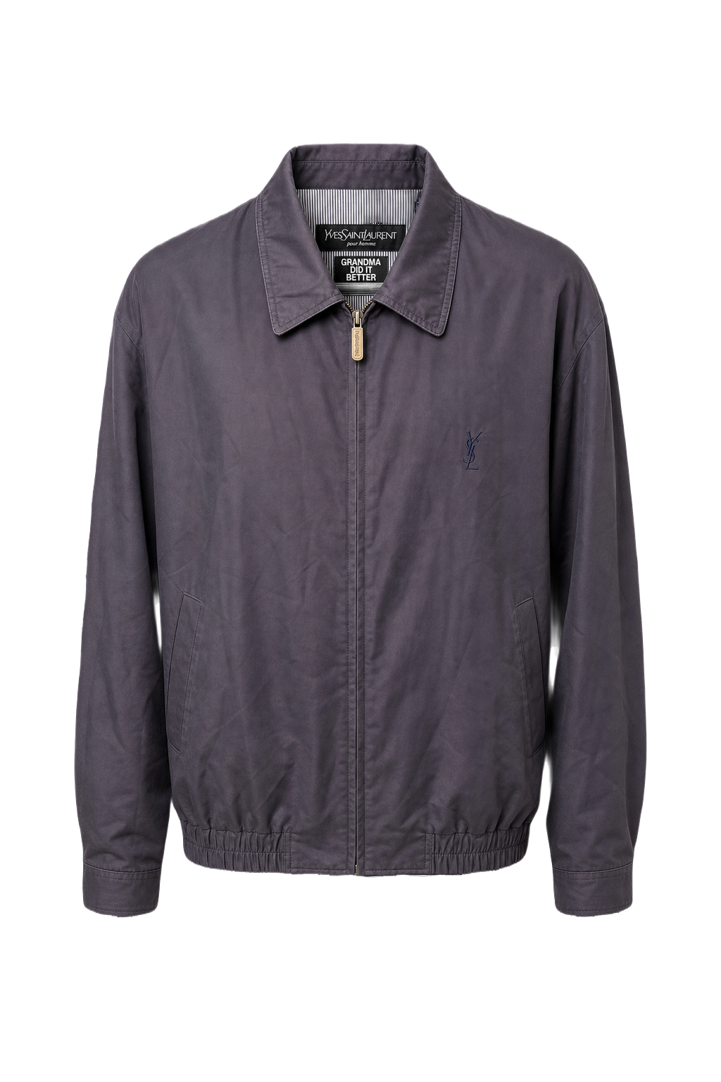 1990s Dark Grey Cotton Blend Jacket - Front View