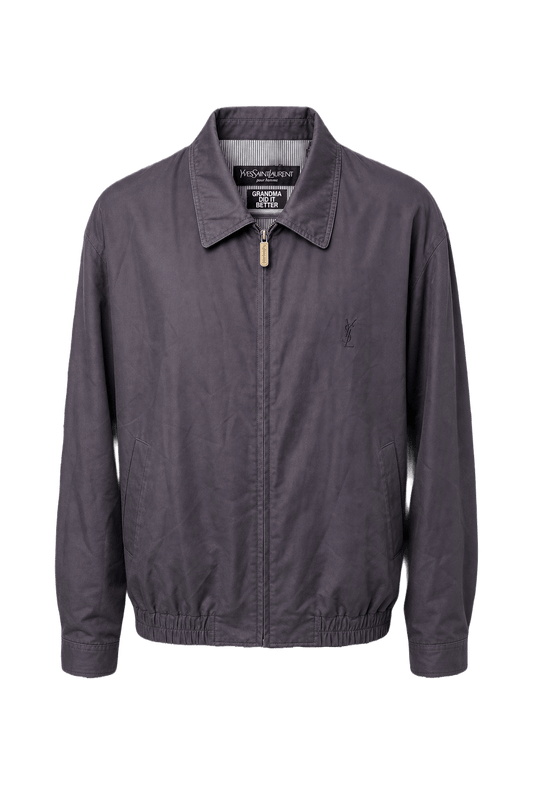 1990s Dark Grey Cotton Blend Jacket - Front View