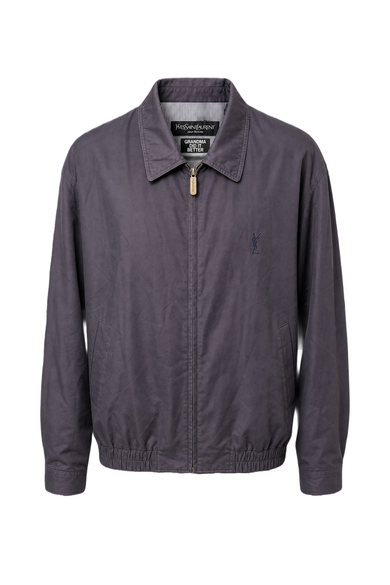 1990s Dark Grey Cotton Blend Jacket - Front View