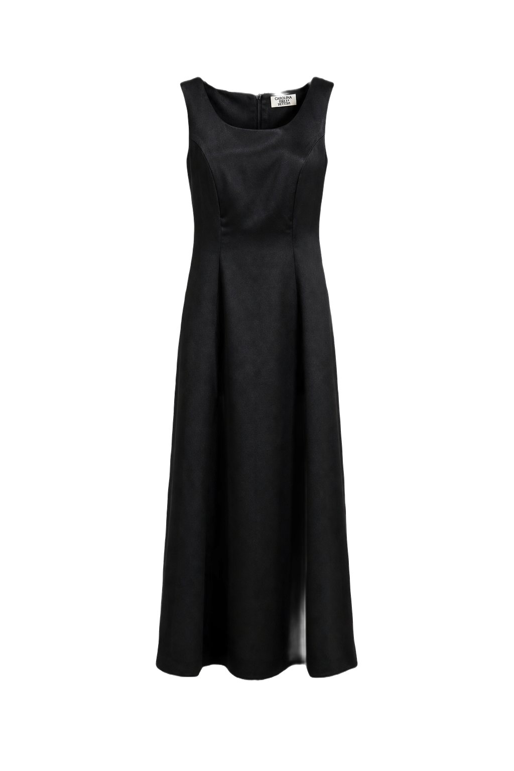 1990s Black Synthetic Blend Midi Dress - Front View