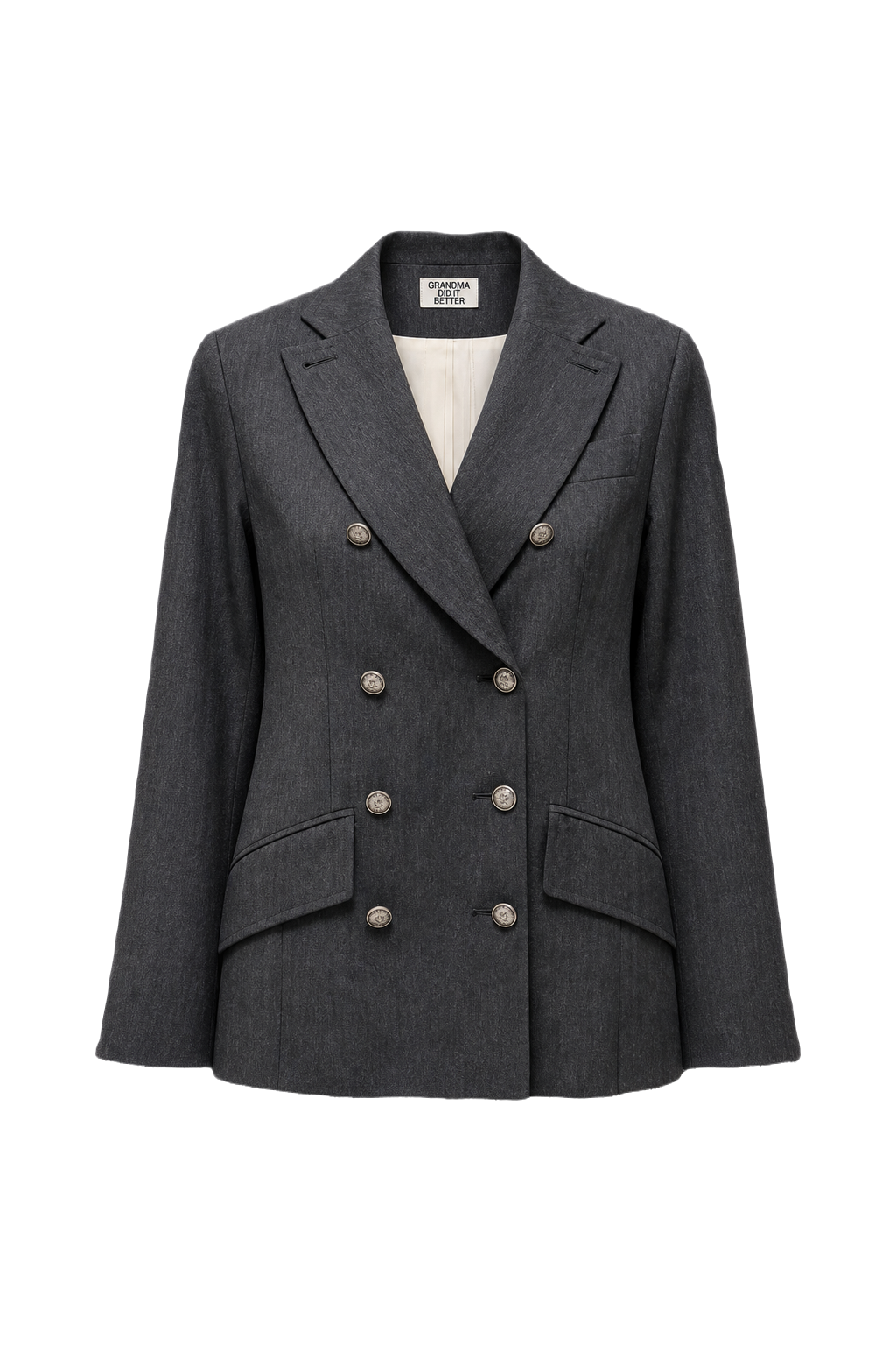 1980s Dark Grey Wool Blend Blazer - Front View