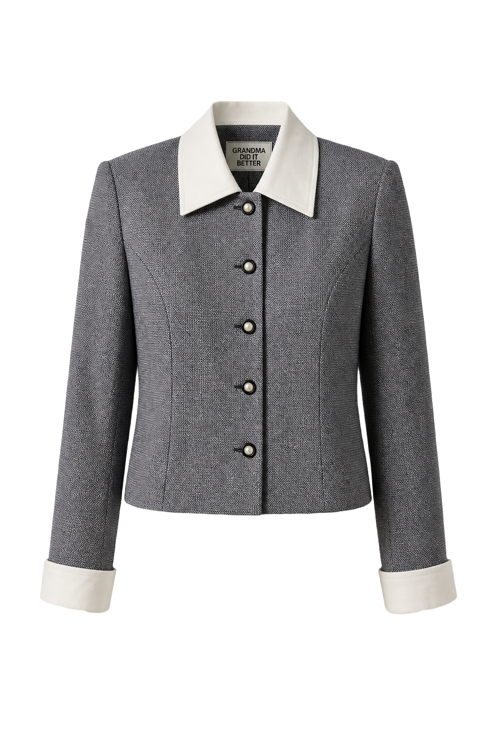 1980s Grey Wool Blend Jacket - Front View