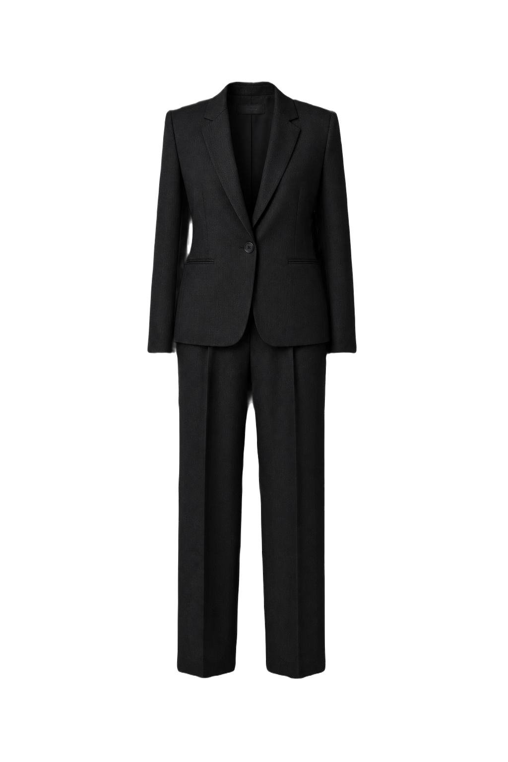 1990s Black Wool Blend Trouser Suit - Front View