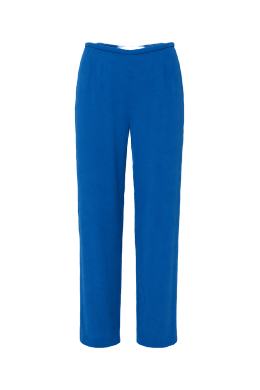 1990s Vibrant Blue Polyester Pants - Front View