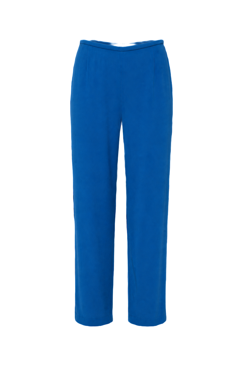 1990s Vibrant Blue Polyester Pants - Front View