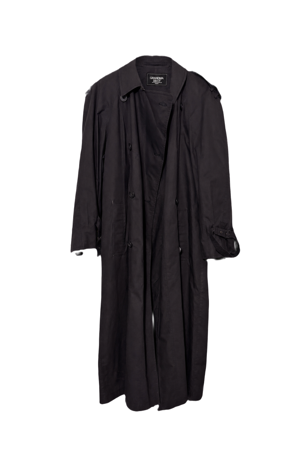 1990s Dark Gray Cotton Blend Trench Coat - Front View