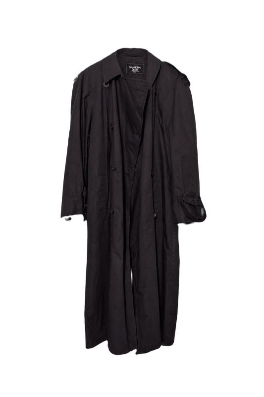 1990s Dark Gray Cotton Blend Trench Coat - Front View