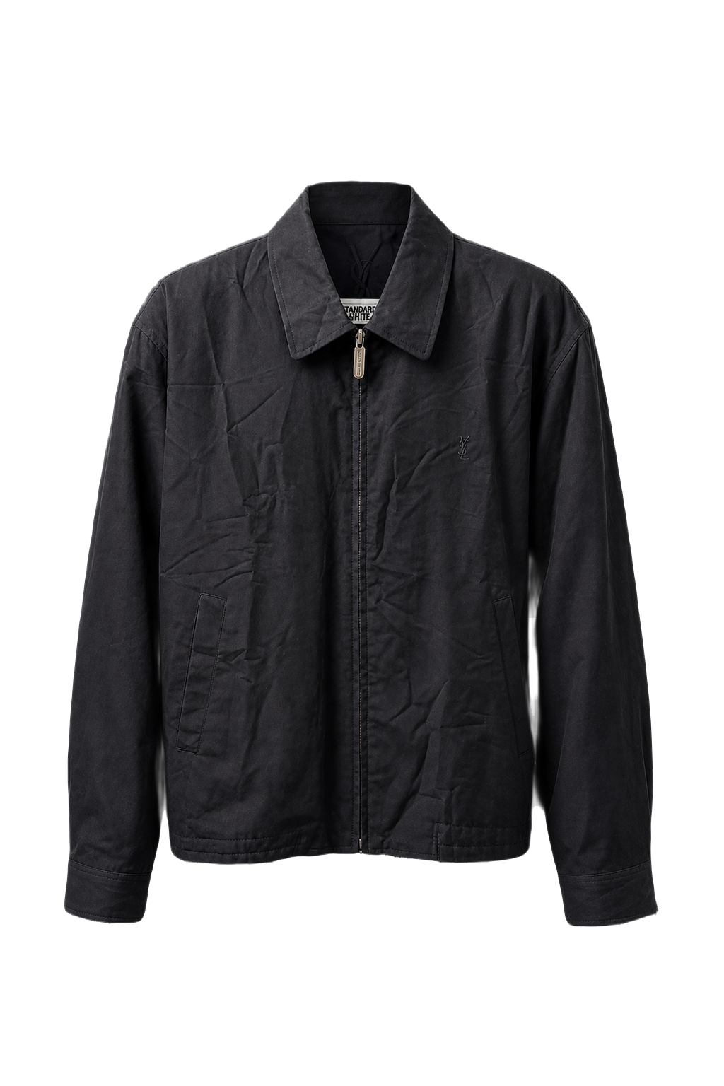 1980s Navy Blue Cotton Blend Jacket - Front View