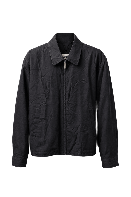 1980s Navy Blue Cotton Blend Jacket - Front View