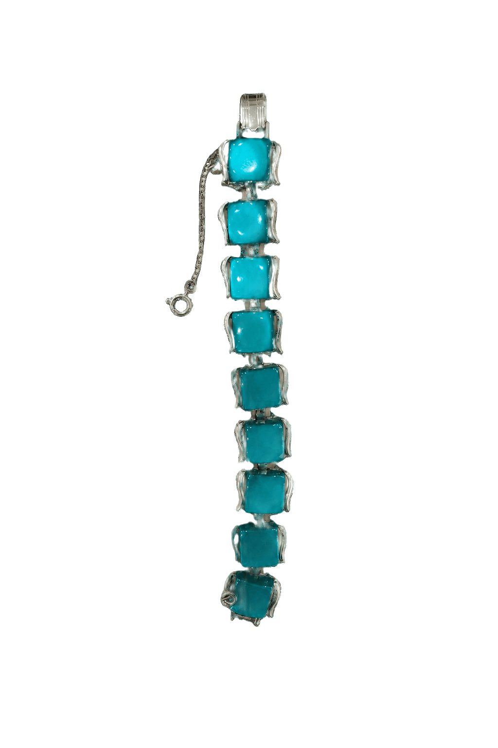 1950s Turquoise Metal Bracelet - Front View