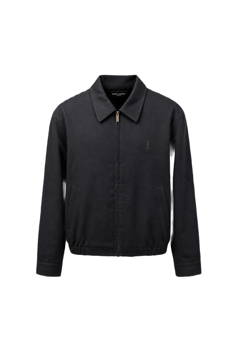 1980s Navy Blue Cotton Blend Jacket - Front View