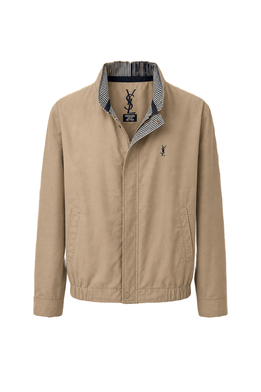 1980s Beige Cotton Blend Jacket - Front View