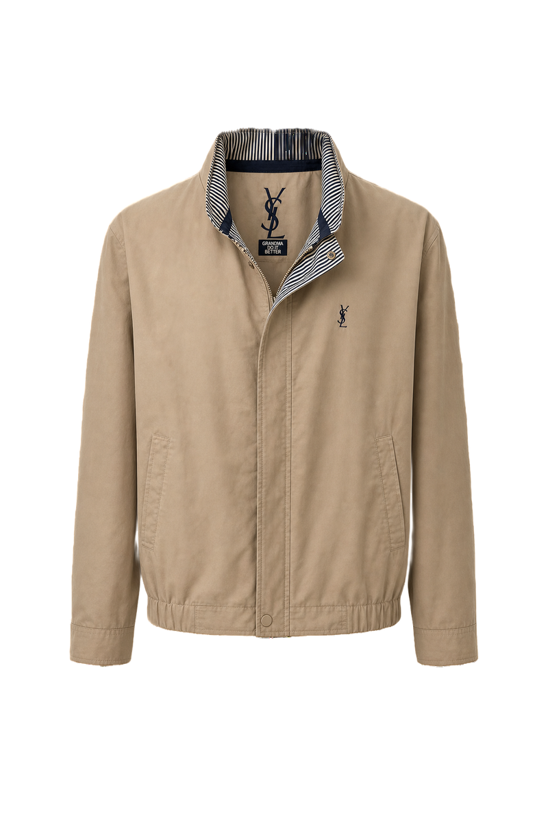 1980s Beige Cotton Blend Jacket - Front View