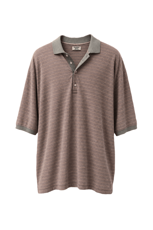 1980s Mauve Cotton Blend Polo - Front View