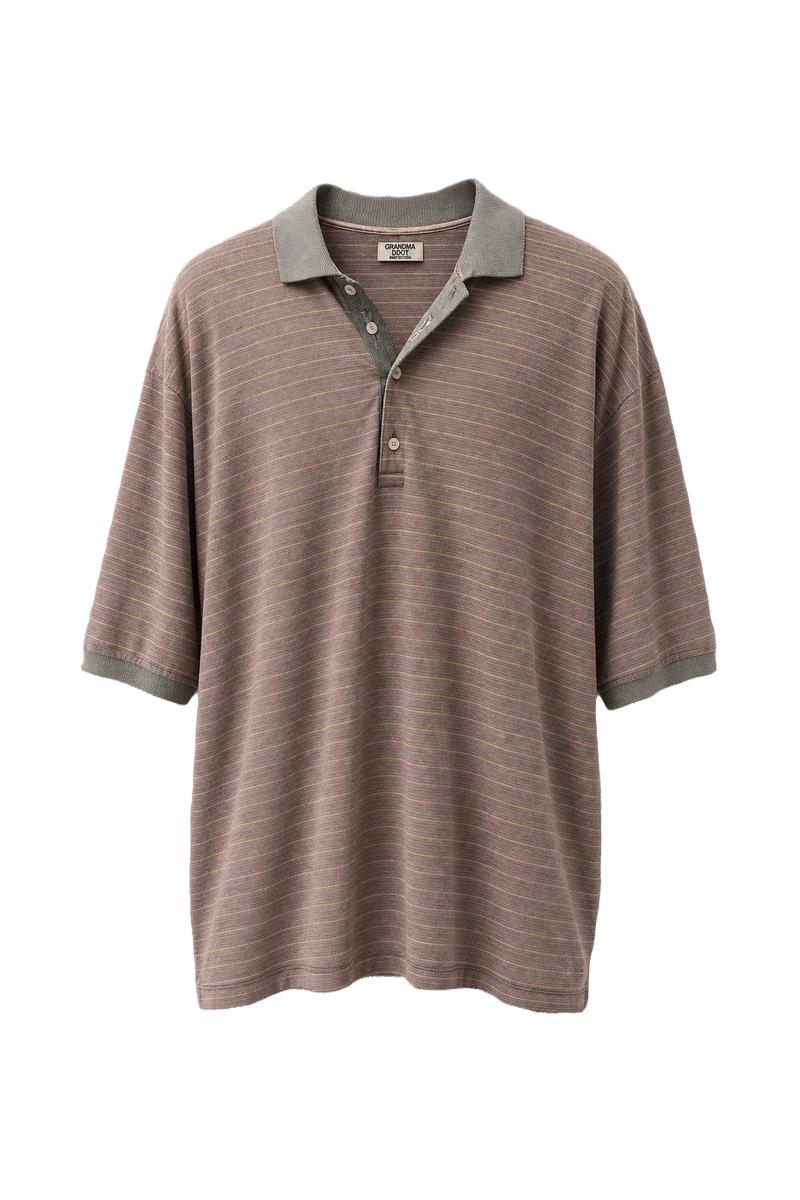 1980s Mauve Cotton Blend Polo - Front View