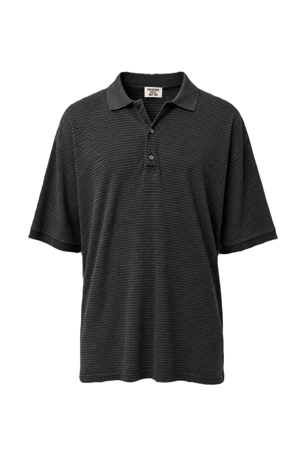 1980s Dark Grey Cotton Polo - Front View
