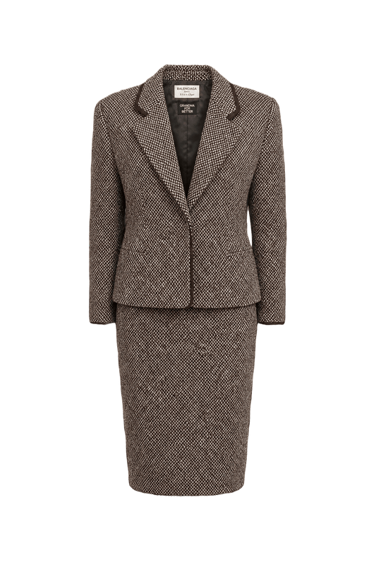 1980s Brown Wool Blend Ensemble - Front View