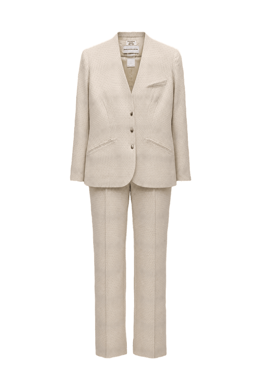 1990s Cream Cotton 2-Piece Suit - Front View