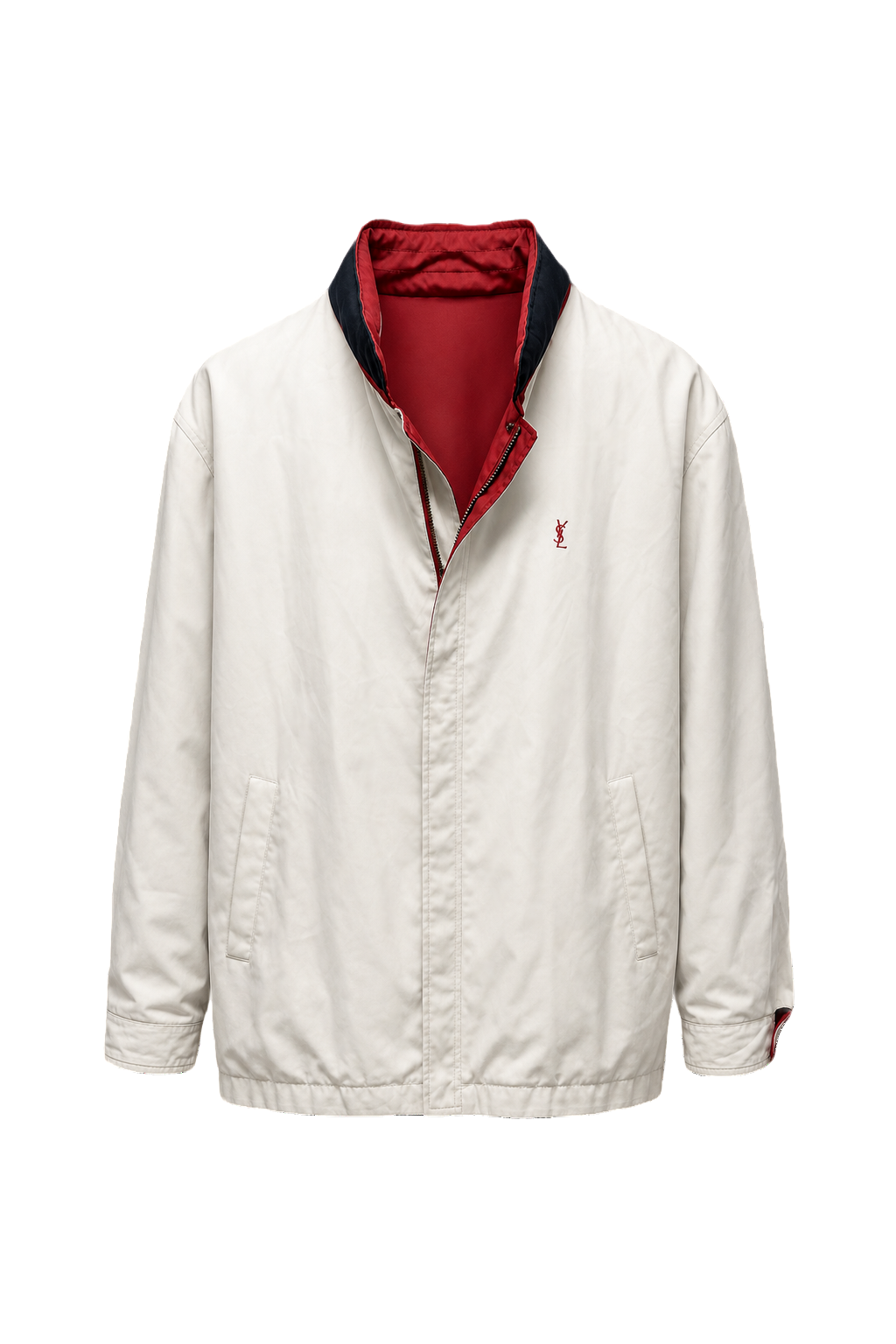 1980s Cream Cotton Blend Jacket - Front View