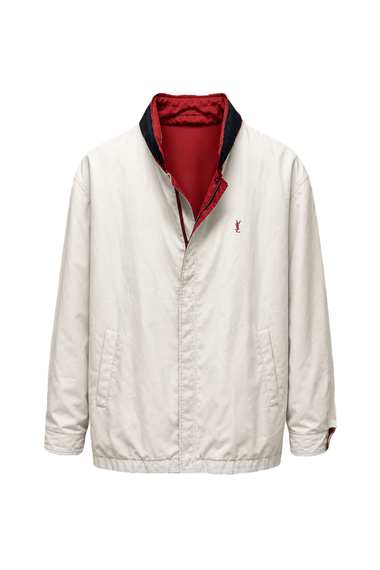 1980s Cream Cotton Blend Jacket - Front View