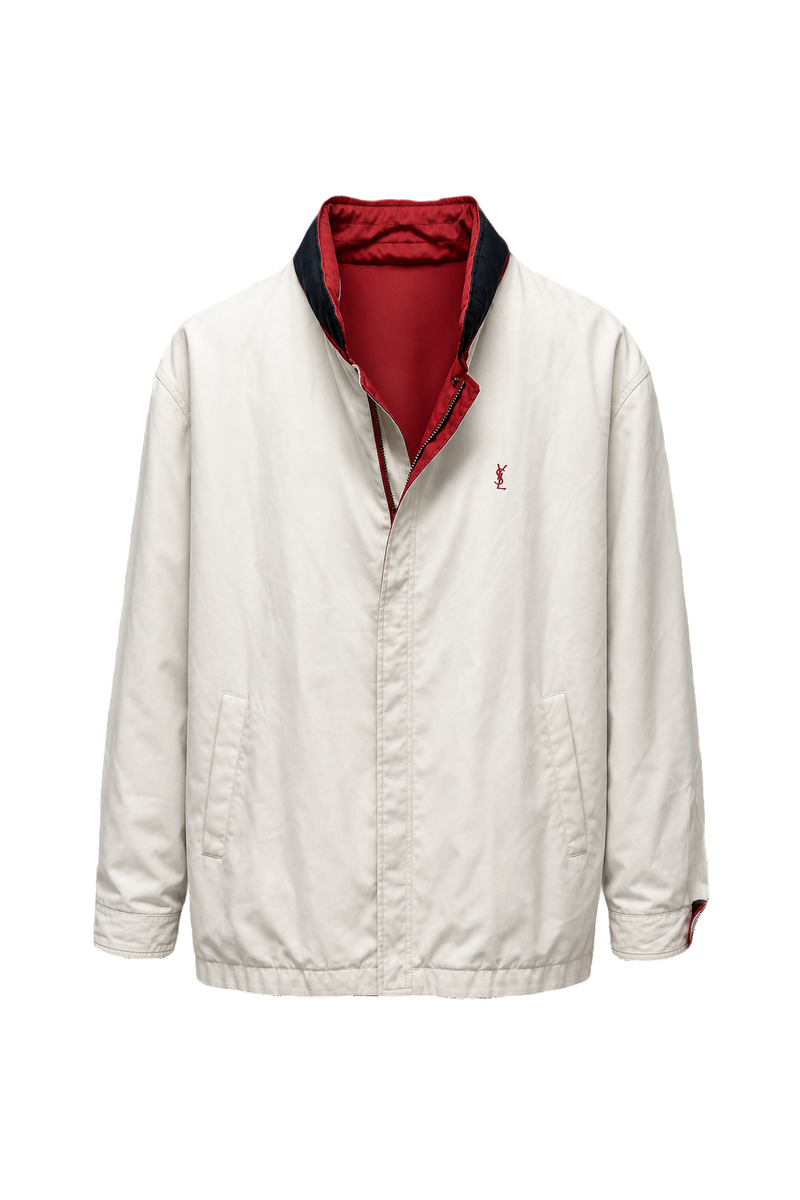 1980s Cream Cotton Blend Jacket - Front View