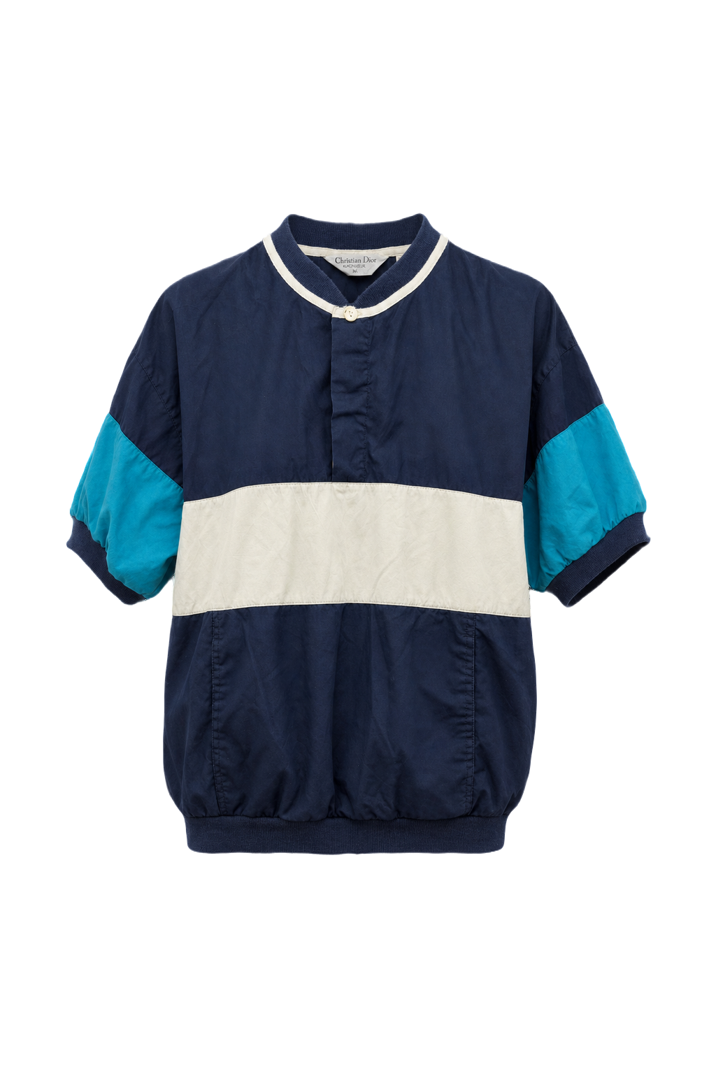 1980s Navy Blue Cotton Blend Jacket - Front View
