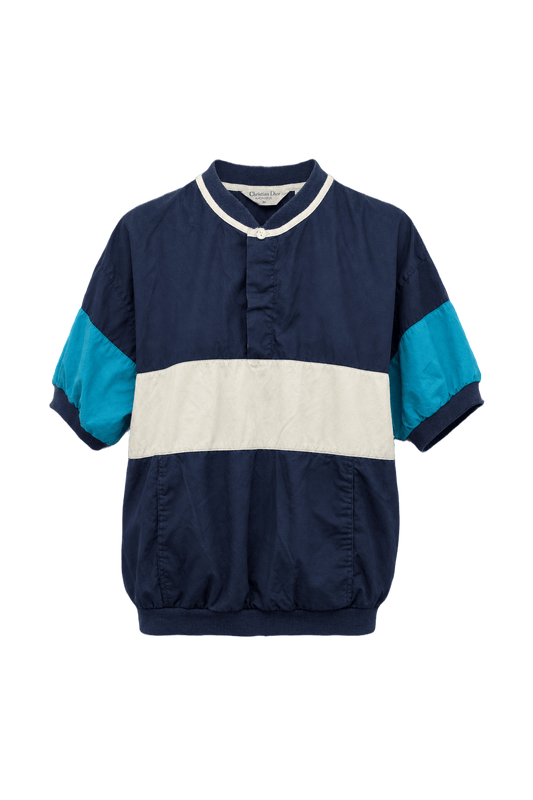 1980s Navy Blue Cotton Blend Jacket - Front View
