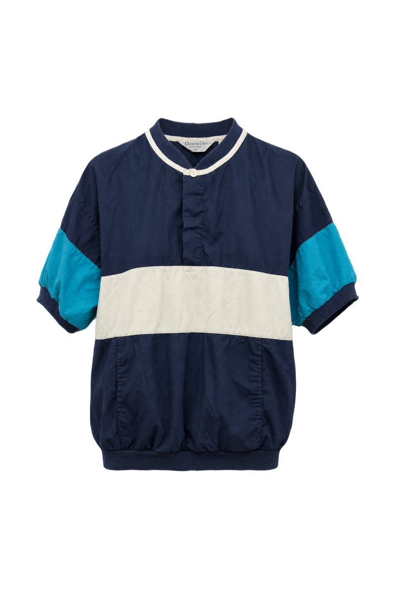 1980s Navy Blue Cotton Blend Jacket - Front View