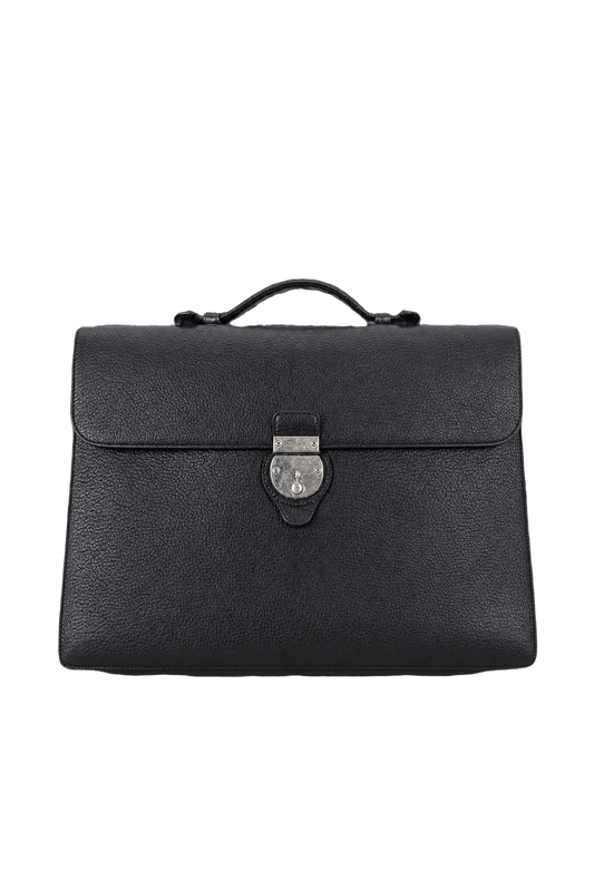 1980s Black Leather Bag - Front View