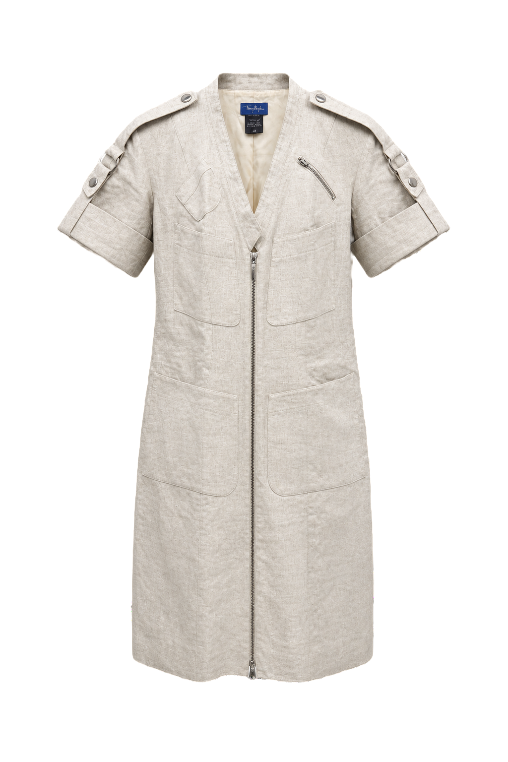 1980s Cream Linen Blend Dress - Front View