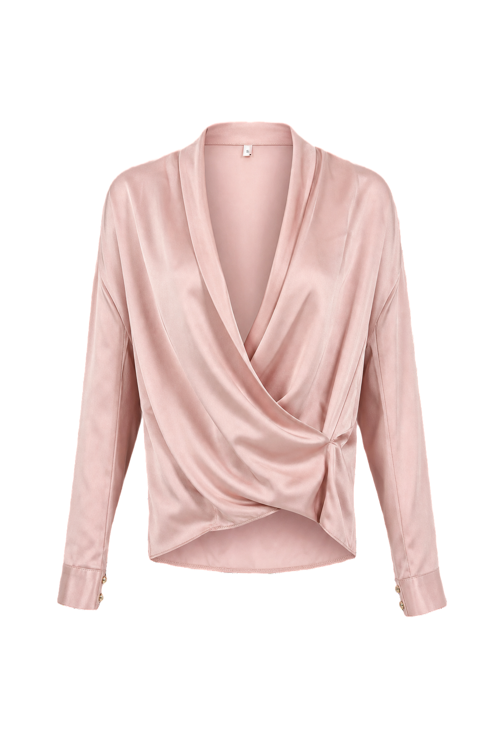 1990s Pale Pink Satin Blouse - Front View