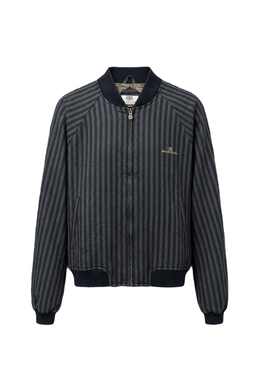 1980s Navy Blue Cotton Blend Jacket - Front View