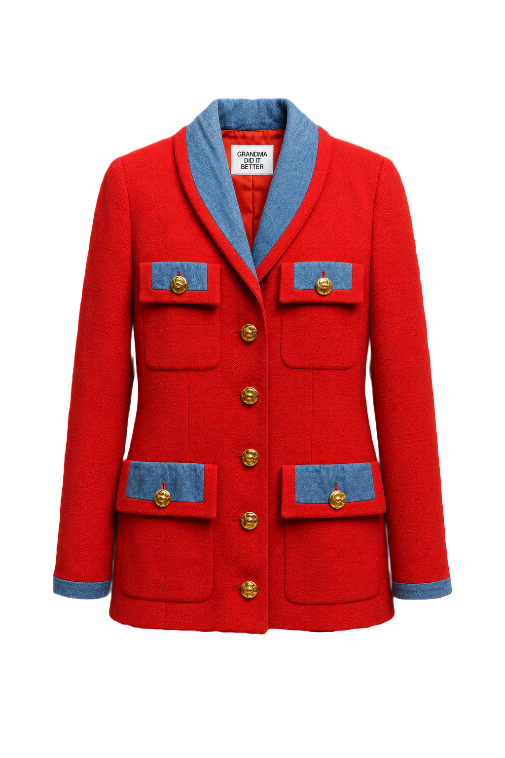 1990s Red Cotton Blend Jacket - Front View